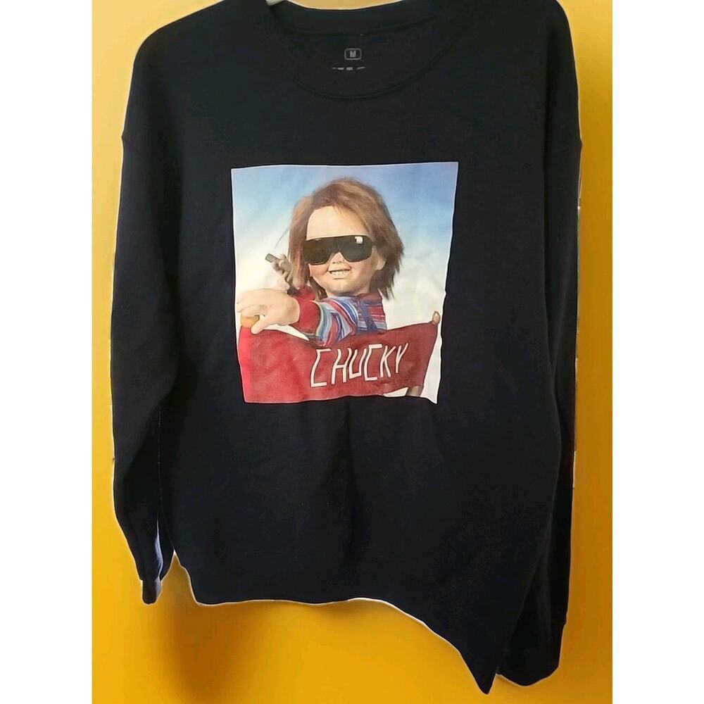 Chucky Directors Chair Sweatshirt Medium Excellent New A121 Horror Soft Comfy